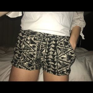 Patterned Black & White Shorts | Medium | Stretchy